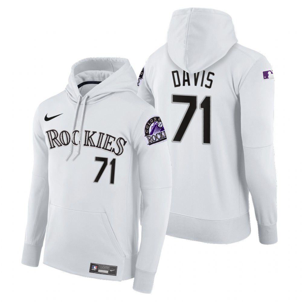 Men Colorado Rockies #71 Davis white home hoodie 2021 MLB Nike Jerseys